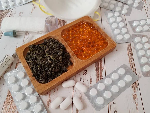 Zioła Tabletki Stosowane Leczeniu — Zdjęcie stockowe