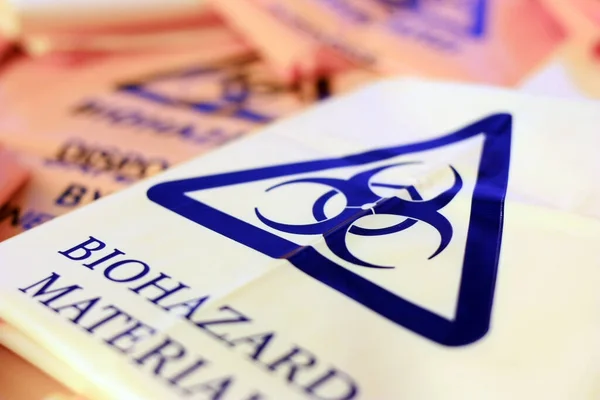 Εγγραφείτε Biohazard Στη Συσκευασία — Φωτογραφία Αρχείου