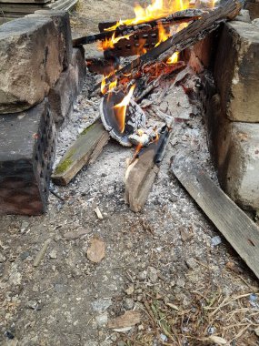 Odunlar ateşte yanar