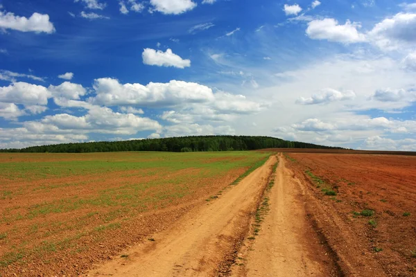 Estrada Rural Sob Céu Azul — Fotografia de Stock