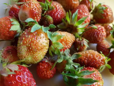 Tabakta kırmızı çilekler