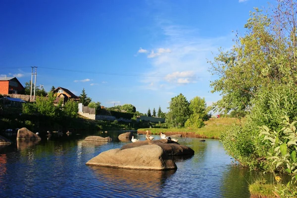 Stone Boulders Lie River — Stock Photo, Image