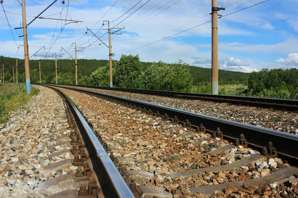 Ferrovia Vai Para Horizonte — Fotografia de Stock