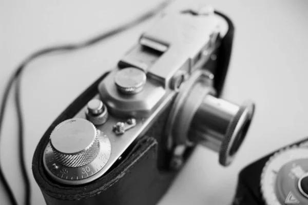 Vintage Filmcamera Een Leren Hoes — Stockfoto