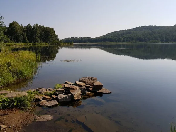 Piedras Encuentran Fondo Del Lago —  Fotos de Stock