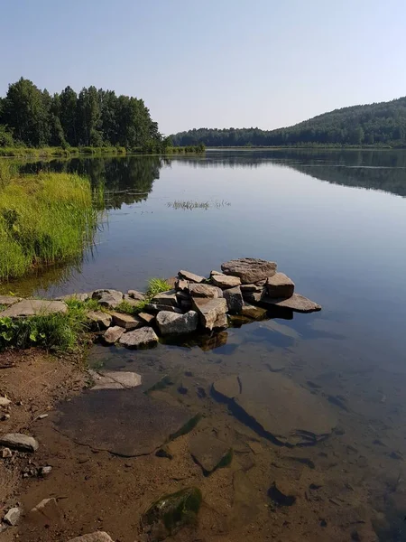 Piedras Encuentran Fondo Del Lago —  Fotos de Stock