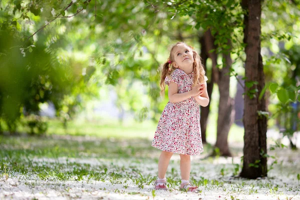 Niña Linda Caminando Parque Verano Aire Libre —  Fotos de Stock