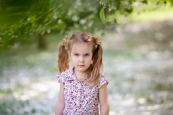 Açık yaz Park'ta yürüyordunuz küçük şirin kız