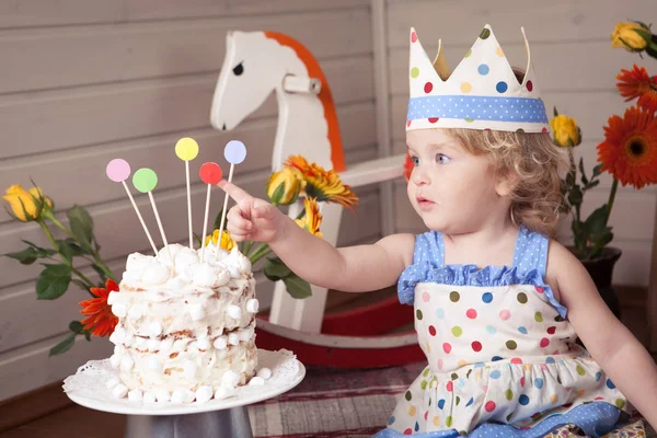 Feliz Fantasía Hermosa Linda Niña Celebra Cumpleaños Cumpleaños Divertido Con — Foto de Stock