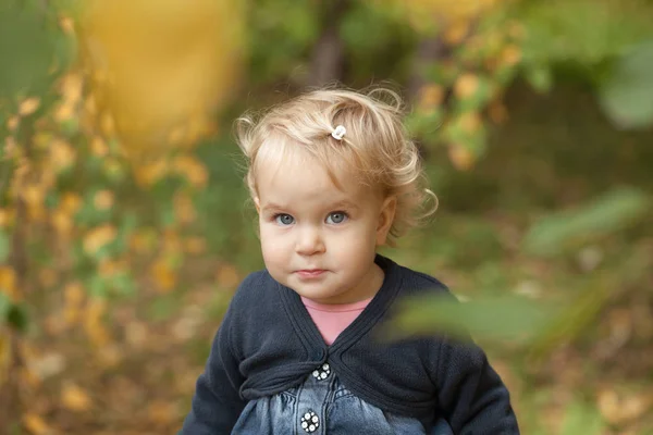 Retrato de uma menina feliz no parque de outono — Fotografia de Stock