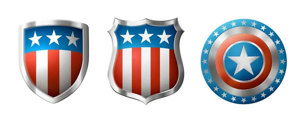Ícones Escudo Com Design Tradicional Americano Eps Contém Transparência — Vetor de Stock