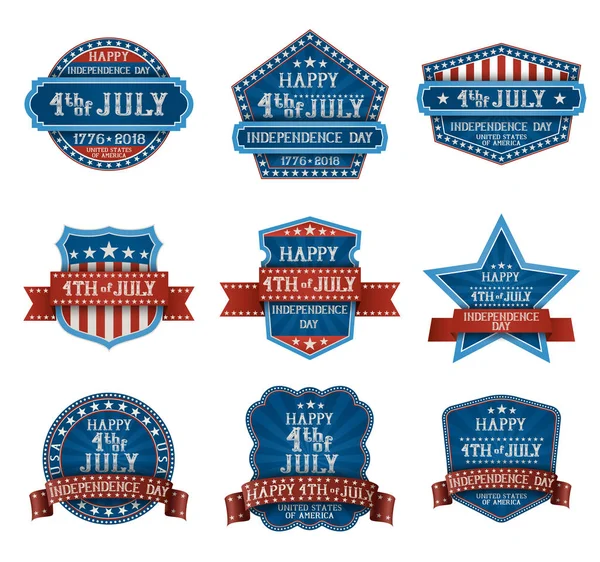 Dört Temmuz Tipografik Tasarım Öğeleri Amerikan Bağımsızlık Günü Selamlar Eps — Stok Vektör