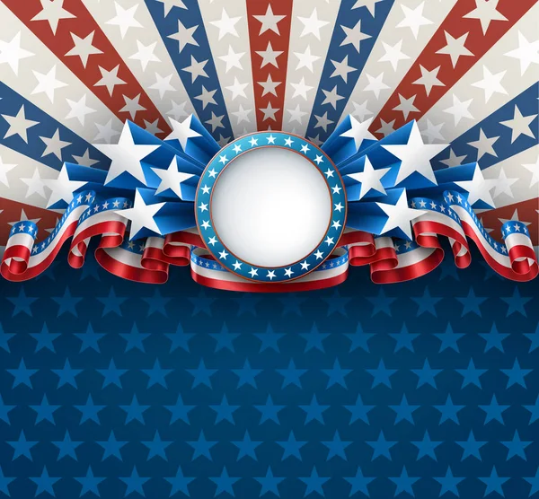 Fond Patriotique Américain Avec Cadre Rond 4Ème Carte Vœux Juillet — Image vectorielle