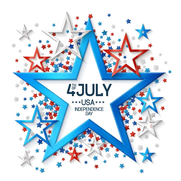 Τέταρτο Του Ιουλίου Φόντο Σχήμα Αστεριού Πλαίσιο Λευκό Φόντο Και — Διανυσματικό Αρχείο