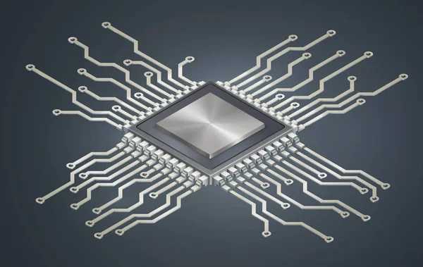 Ilustración Microprocesador Placa Circuito Isométrico Eps Contiene Transparencia — Archivo Imágenes Vectoriales