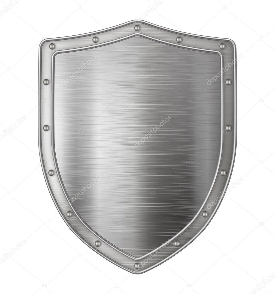 Realistic metal shield, weapon icon, element for coat of arms, EPS 10 contains transparency.