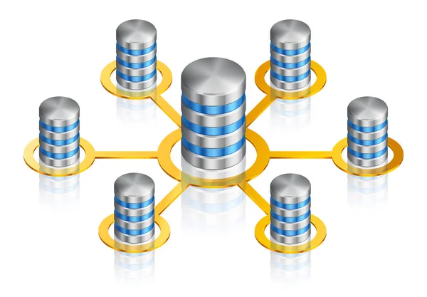 Illustration Computer Disk Vector Isometric Icon Database Progress Bar Connected — Stock Vector