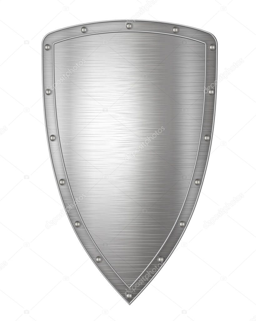 Realistic metal shield, weapon icon, element for coat of arms, EPS 10 contains transparency.
