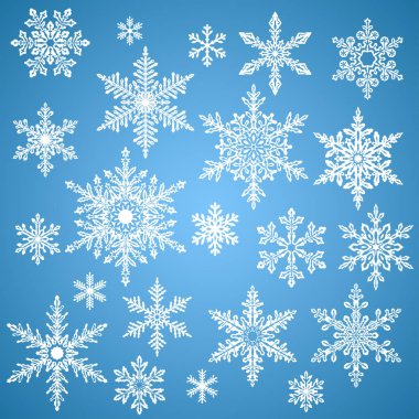 Kar taneleri, dekorasyon için Noel ve yeni yıl, set ve tatil mevsim kış, kar kar kristalleri soyut. Saydamlık yok içerir.