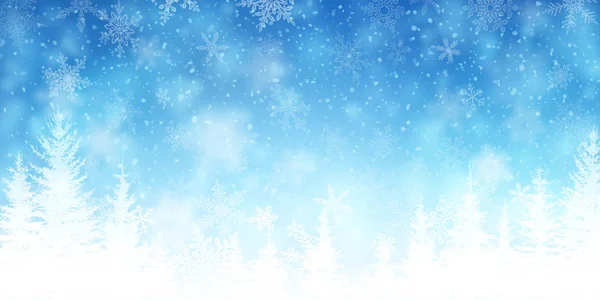 Ilustração Nevasca Floresta Fundo Para Natal Cartões Saudação Ano Novo —  Vetores de Stock