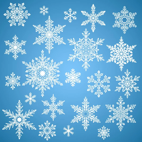 Conjunto Copos Nieve Decoración Para Navidad Año Nuevo Temporada Vacaciones — Archivo Imágenes Vectoriales
