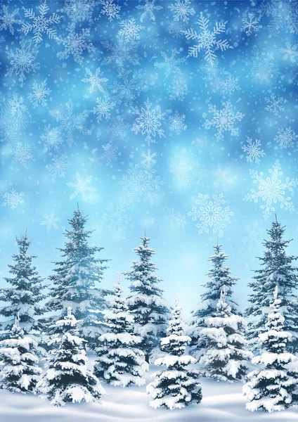 Иллюстрация Леса Фон Рождественских Новогодних Открыток Приглашение Зимний Праздничный Сезон — стоковый вектор