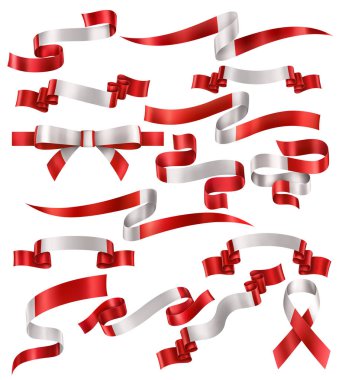Kanada bayrağı kurdela ayarla, koleksiyon için Kanada tatil dekorasyon dekoratif elemanları ve afiş, vektör. EPS 10 saydamlık içeren.