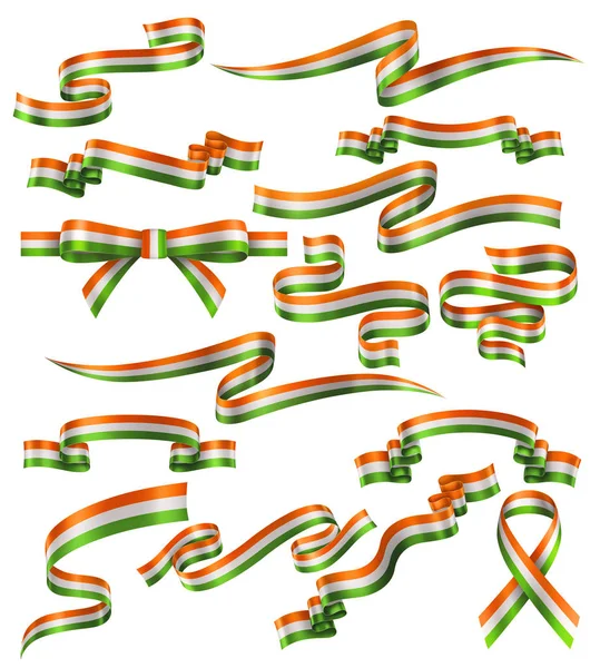 Set Indian Flag Ribbons Vector Collection Decorative Elements Banners Decoration — Stock Vector