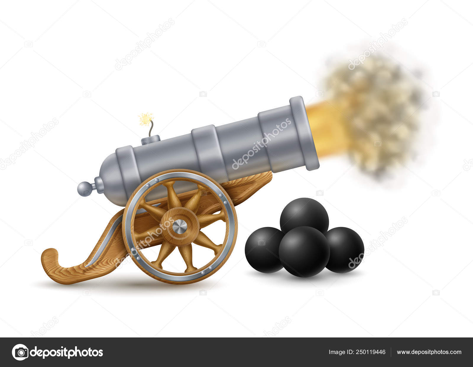 Big Cannon and Cannonballs Stock Vector by ©djahan #250119446