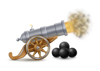 Big Cannon and Cannonballs clipart