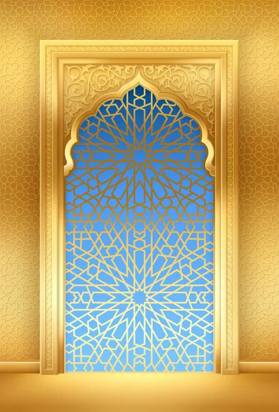 Arrière-plan avec voûte dorée et motif — Image vectorielle