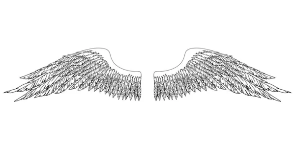 Черно Белые Ручные Крылья Ангела Архангела Элемент Знаков Отличия Герба — стоковый вектор