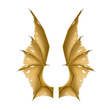 Beyaz arka planda izole edilmiş eski ejderha kanatları, EPS 10.
