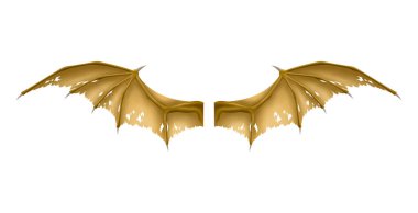 Beyaz arka planda izole edilmiş eski ejderha kanatları, EPS 10.