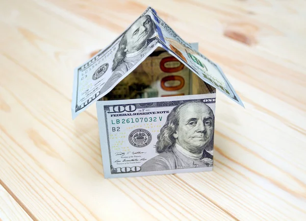 Dollars Money Shape House Mortgage Concept Means Hypothecation Instalments House — Stock Photo, Image