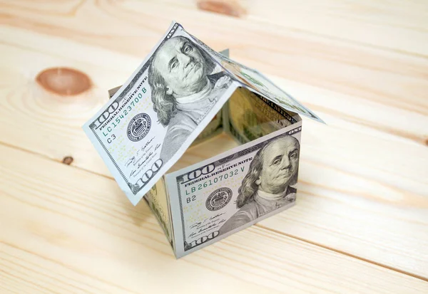 Dollars Money Shape House Mortgage Concept Means Hypothecation Instalments House — Stock Photo, Image