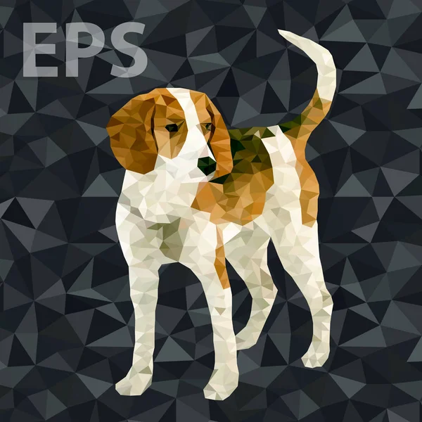 Vectorillustratie Van Veelhoekige Hond Silhouet Poly Hond Spelen Hebbend Pret — Stockvector