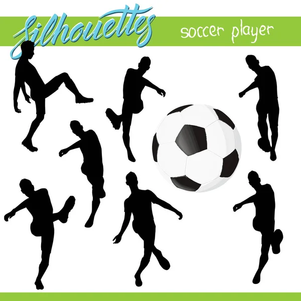 Coupe Monde Football 2018 Ballon Football Avec Silhouettes Joueurs Vectoriels — Image vectorielle