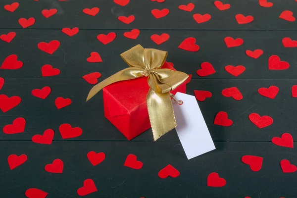 Cajas Regalo Mesa Madera Imagen Regalo Adecuada Para San Valentín — Foto de Stock