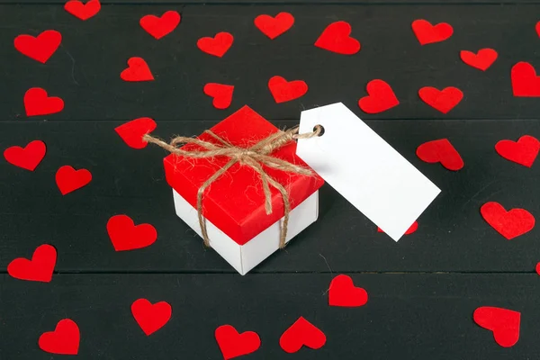 Cajas Regalo Mesa Madera Imagen Regalo Adecuada Para San Valentín — Foto de Stock