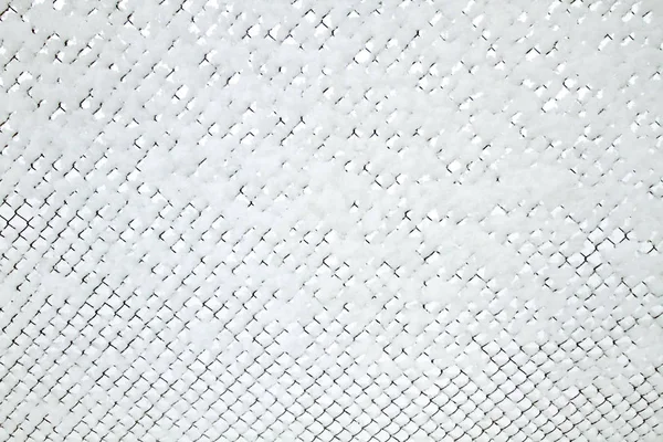 Snow Covered Rabitz Grid Lattice Fence Covered Fresh Snow Winter — Stock Photo, Image