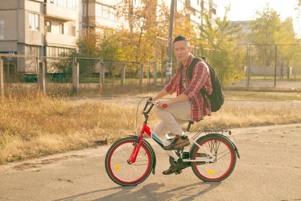 Happy man ride the bicycle