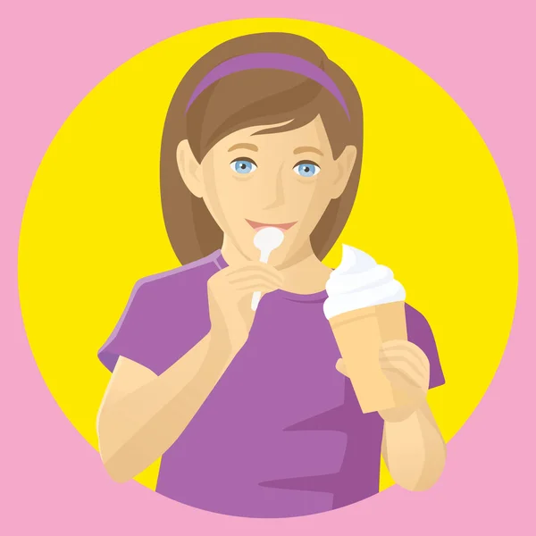 Vector girl eating ice-cream — Stock Vector