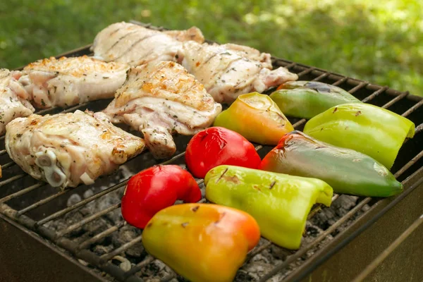 Verduras a la parrilla y aves de corral —  Fotos de Stock