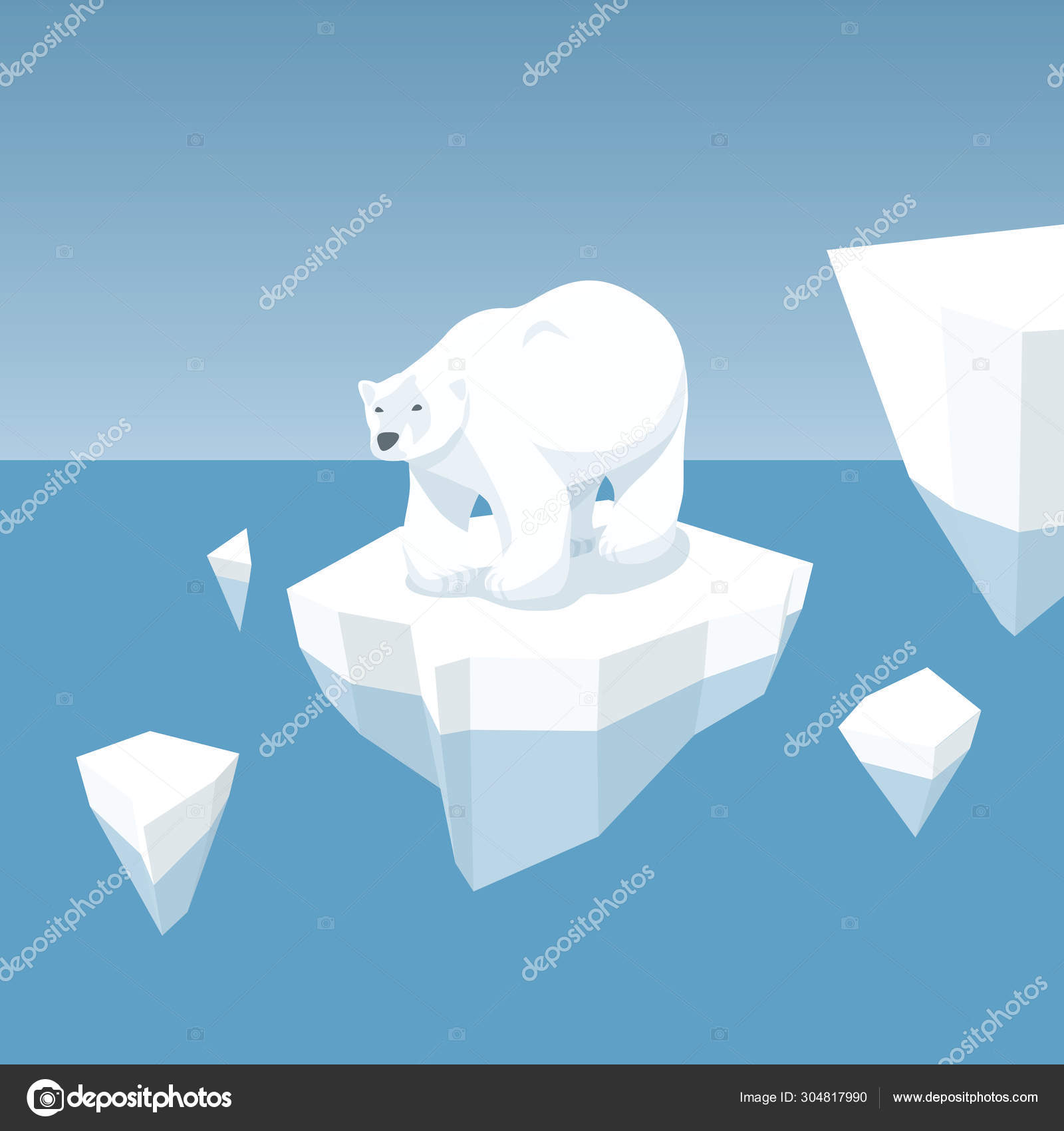 Melting Iceberg And White Bear Stock Vector Image by ©leedsn 304817990