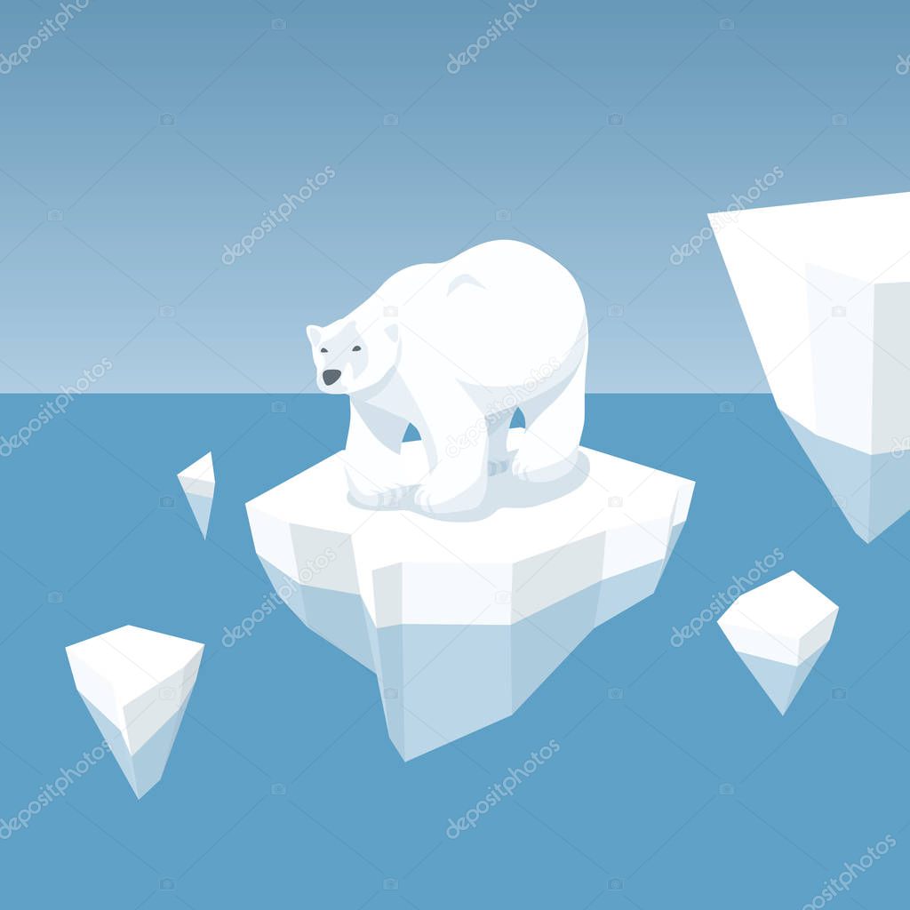 Melting Iceberg And White Bear