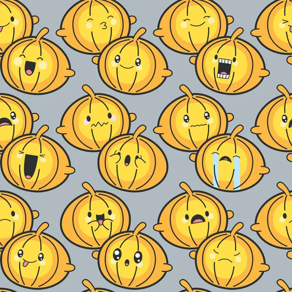 Seamless Background Cute Pumpkins Celebrating Halloween — Stock Vector