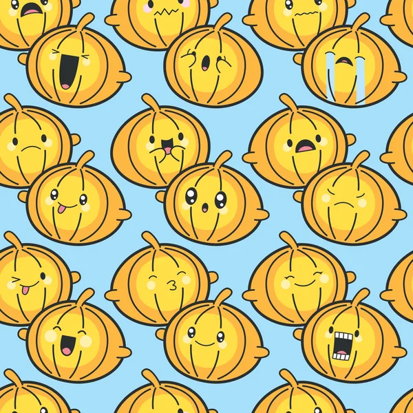 Seamless Background Cute Pumpkins Celebrating Halloween — Stock Vector