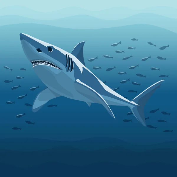 Ilustrație vectorială a rechinului alb — Vector de stoc