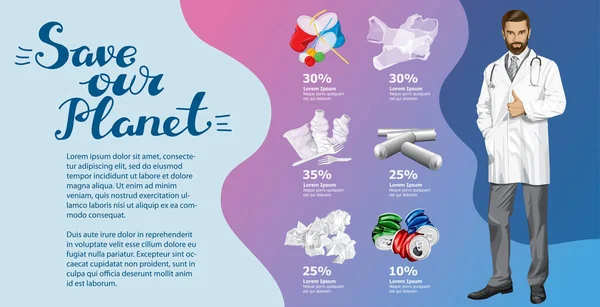 Vector Info Chart Infográficos Imagem Conceitual Lixo Reciclagem Diferente Doctor —  Vetores de Stock